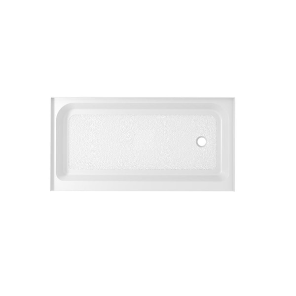 Unbranded Timeless Home 60 in. x 32 in. Single Threshold Shower Base Pan with Right Drain in Glossy White