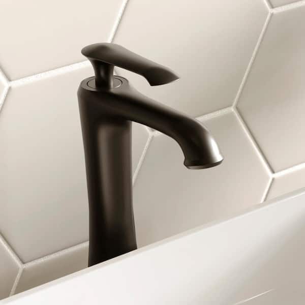 Woodburn Single Handle Single Hole Vessel Bathroom Faucet with Matching Pop-Up Drain in Matte Black