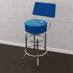Charlotte Hornets Hardwood Classics 31 in. Blue Low Back Metal Bar Stool with Vinyl Seat