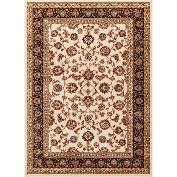 Well Woven Barclay Sarouk Ivory 4 ft. x 5 ft. Traditional Floral Area Rug