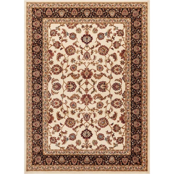 Well Woven Barclay Sarouk Ivory 5 ft. x 7 ft. Traditional Floral Area Rug