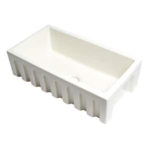 Farmhouse Fireclay 33 in. Single Bowl Kitchen Sink in Biscuit