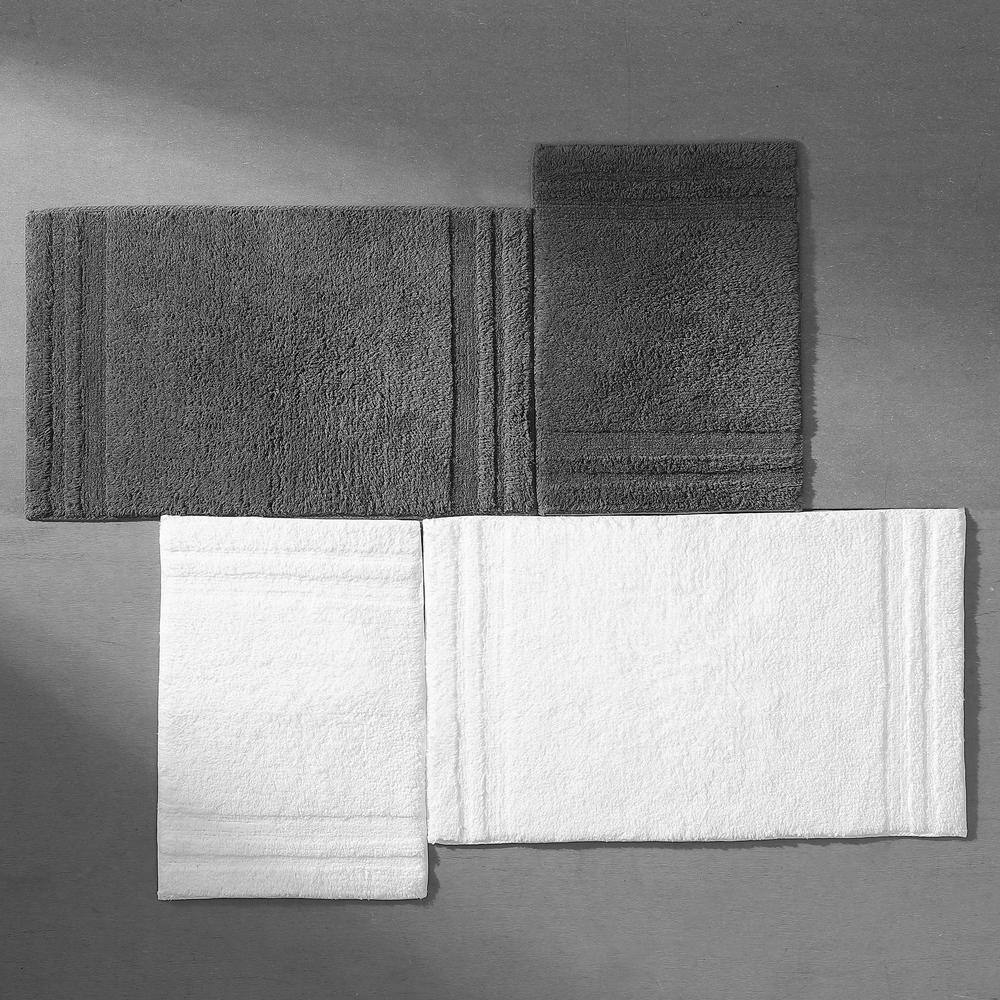 Eden Plush Gray Cotton Reversible 2-Piece Bath Rug Set