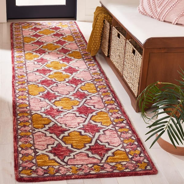 Aspen 2 ft. x 9 ft. Pink/Yellow Transitional Floral Runner Rug