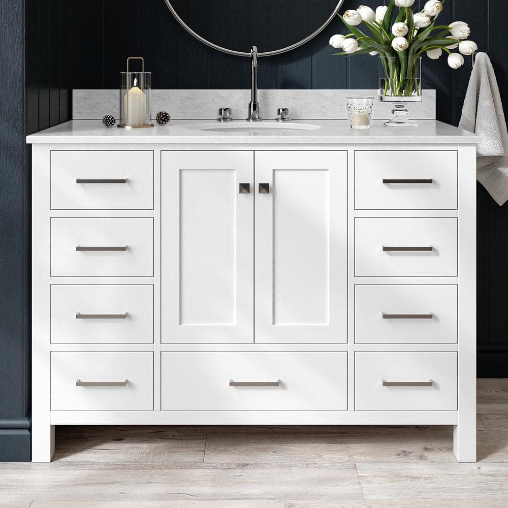 Cambridge 49" White Marble Top Single Bathroom Vanity