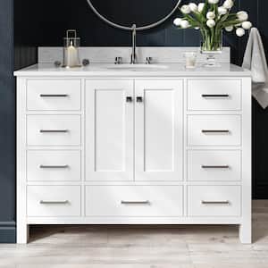Cambridge 49 in. W x 22 in. D x 35.25 in. H Vanity in White with Marble Vanity Top in White with Basin