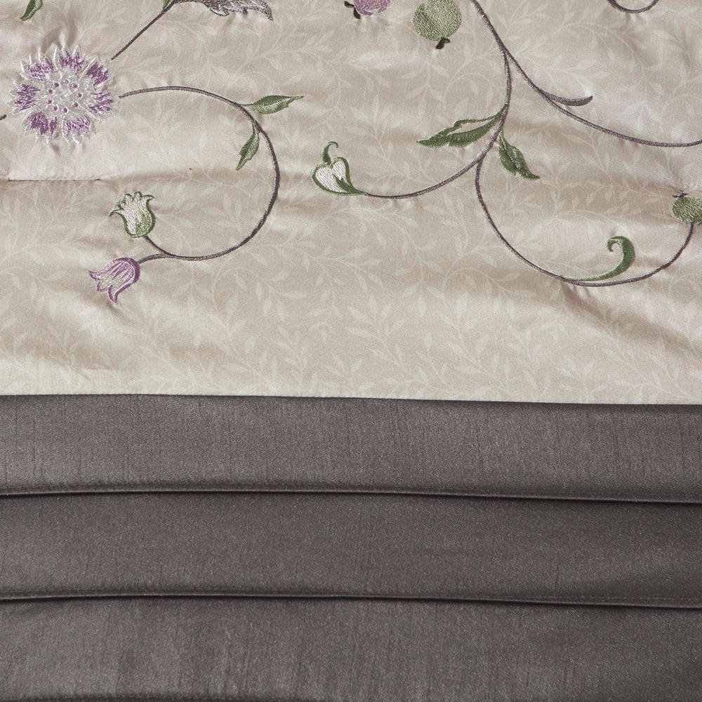 Purple Reversible Queen 7-Piece Embroidered Bedspread Set