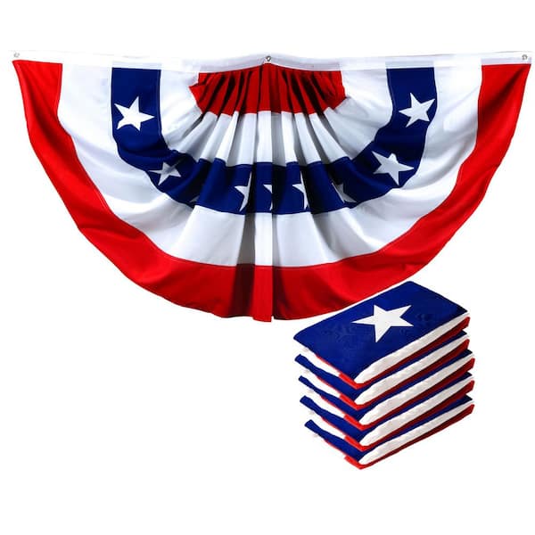 G128 3 ft. x 6 ft. Printed Polyester USA Fan Flag with Canvas Header Brass Grommets (5-Pack)