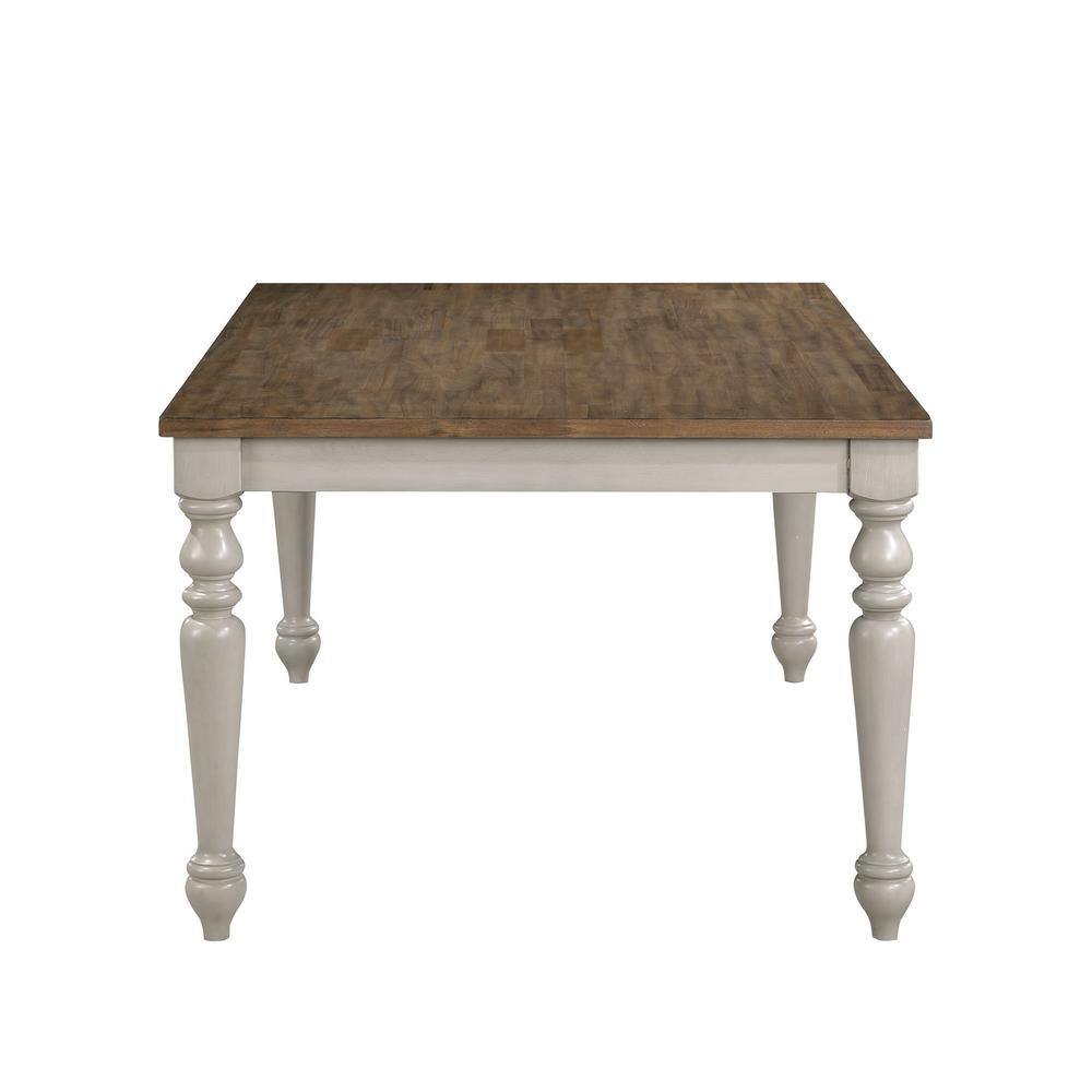 Jennifer 7-Piece Beige and Brown Wood Dining Set