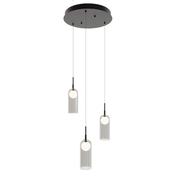 AFX Kiran Integrated LED Black, Smoke Pendant with Smoke Glass Shade