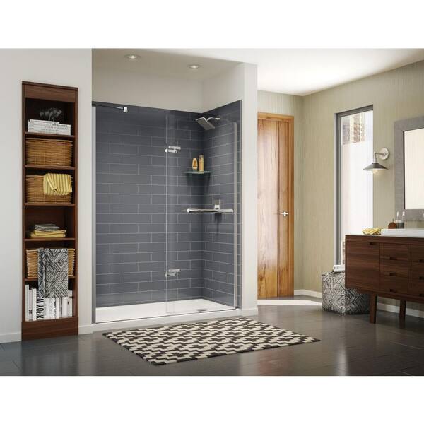 Maax Utile Metro 32 In X 60 In X 83 5 In Alcove Shower Stall In Thunder Grey With Right Drain Base In White 106262 000 001 100 The Home Depot