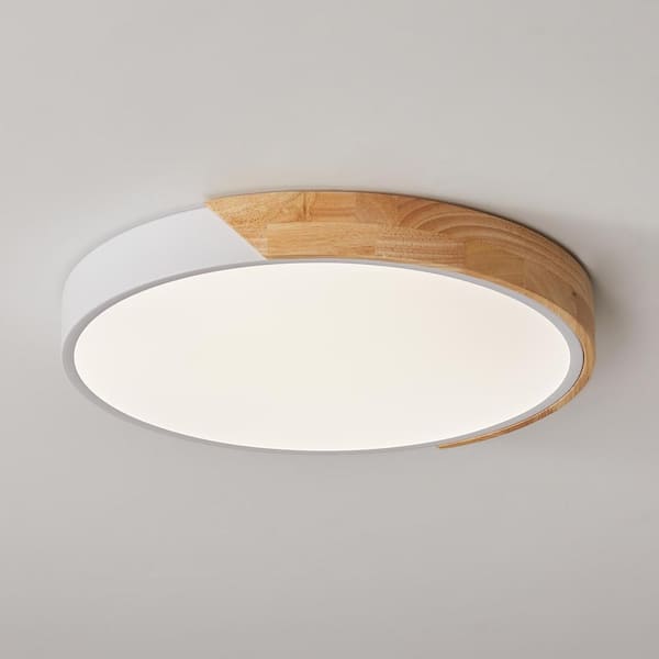 aiwen 15.7 in. 1-Light White Circle LED Flush Mount Light Fixture