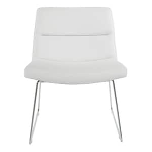 White Faux Leather with Chrome Sled Base Thompson Chair