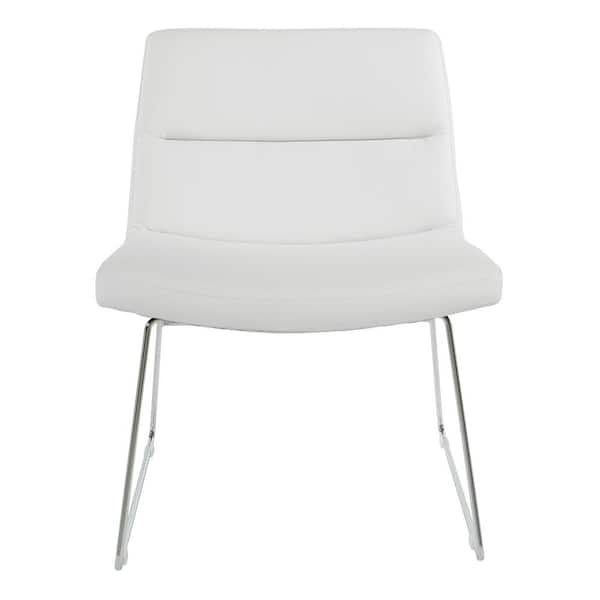 White Faux Leather with Chrome Sled Base Thompson Chair
