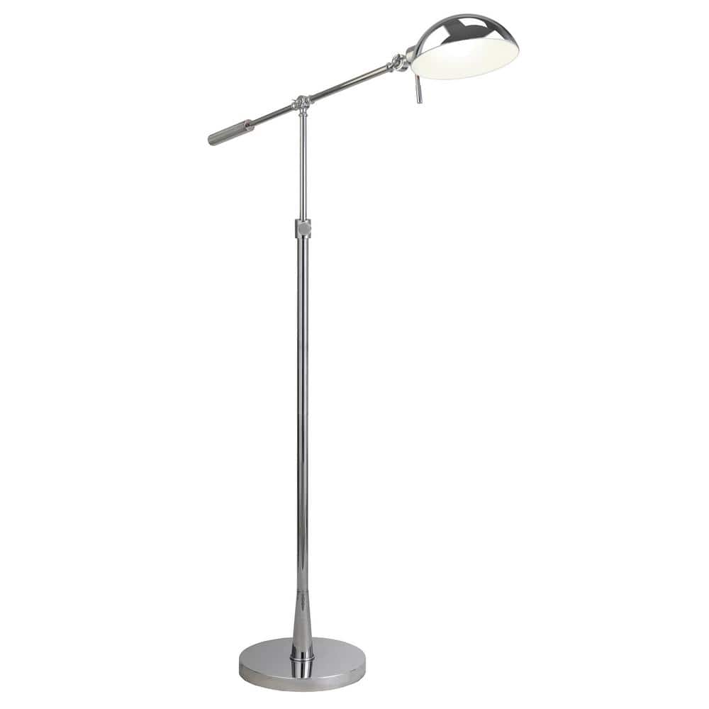 Polished Nickel Adjustable Floor Lamp with Dome Shade