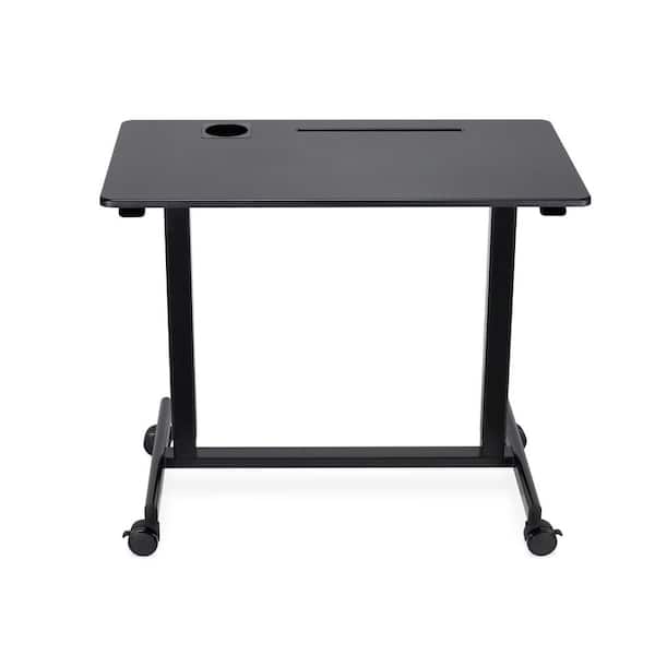 Nyhus Albin 38 in. Black Rectangular Height Adjustable Sit- Standing Desk  with Steel Base and MDF Top HD-56090900275 - The Home Depot