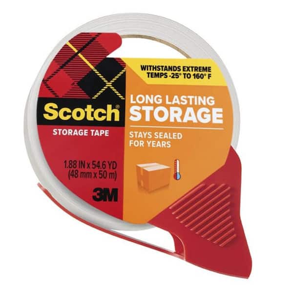 1.88 in x 54.6 yds. Long Lasting Storage Packaging Tape with Dispenser (3" Core)