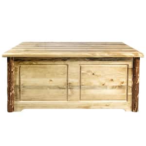 Glacier Country Collection Brown Puritan Pine Small Blanket Chest with Log Trim 18 in. H x 40 in. W x 21 in. D
