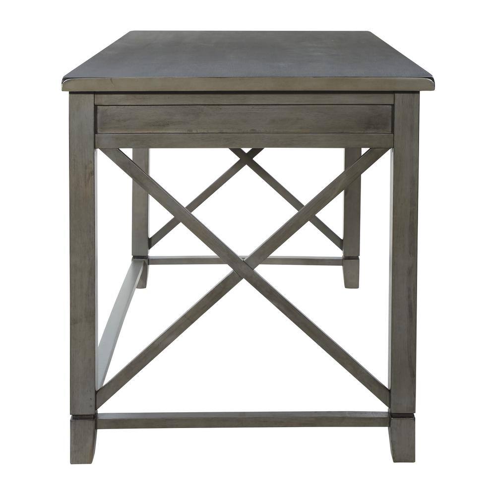 Hillsboro Rustic Farmhouse Gray Wash Solid Wood Writing Desk with Drawer