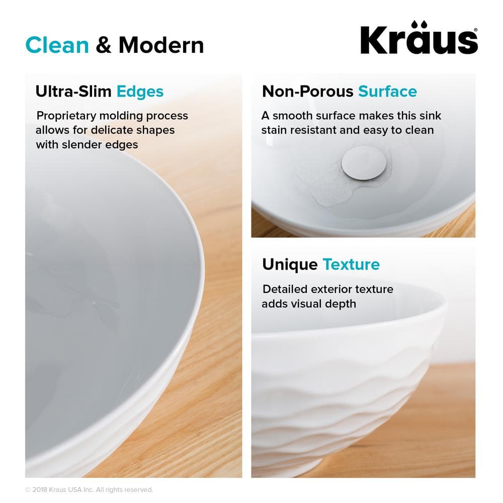 Modern Round Grey Ceramic Vessel Bathroom Sink, 16.5" with Pop-Up Drain