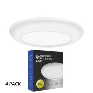 Ultra Slim Luxurious edge-lit 5 in. Ceiling Light Easy installation Round White 3000K LED Flush Mount (4-Pack)