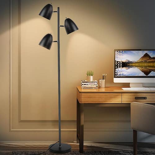 65.3 in. Matte Black 3-Light Floor Lamp WITH LED Bulbs Included Floor Lamps