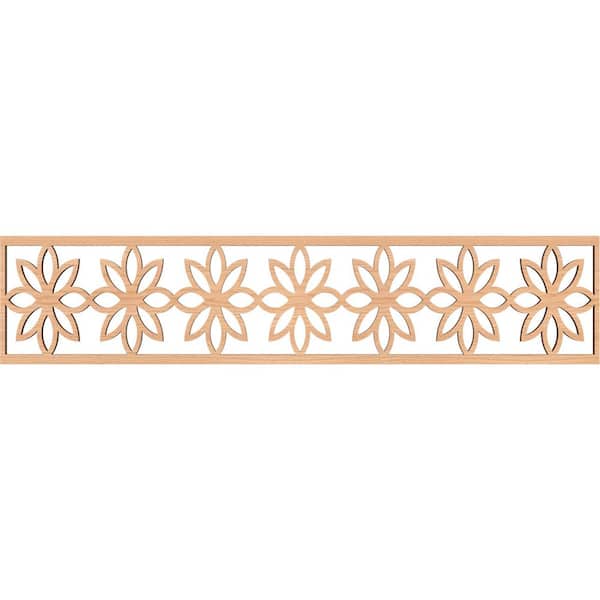 Ekena Millwork Daisy Fretwork 0.375 in. D x 46.75 in. W x 10 in. L Hickory Wood Panel Moulding