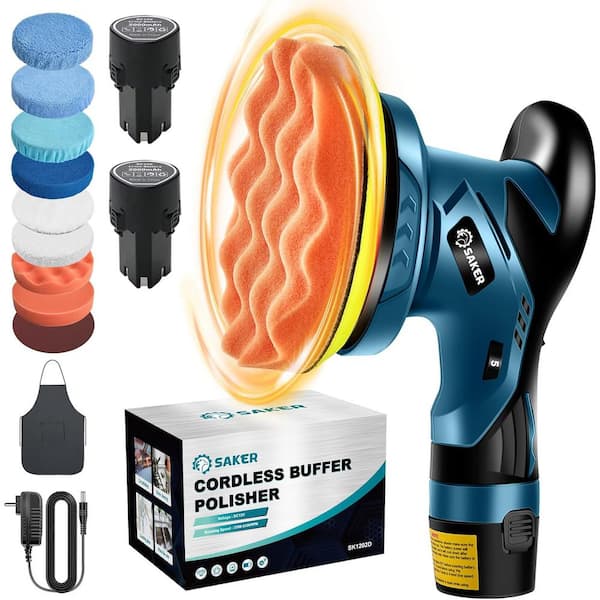 Cordless Car Buffer Polisher - 6  in. Portable Polishing Waxer Machine Kit for Car Detailing(2 Batteries)