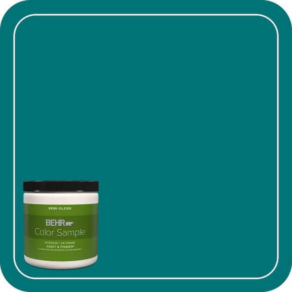 BEHR PREMIUM PLUS 8 oz. #T15-3 Essential Teal Semi-Gloss Interior/Exterior Paint & Primer Color Sample