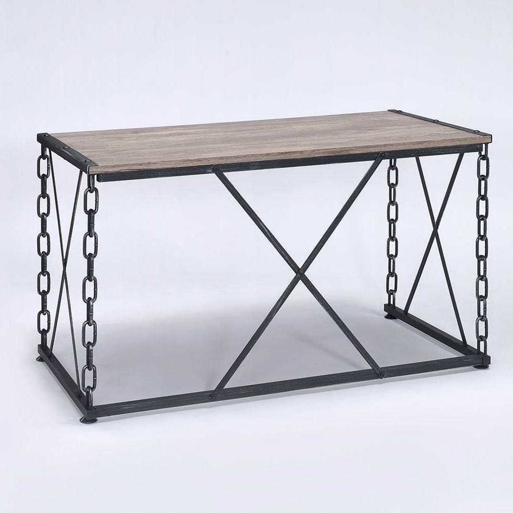 Jodie Rustic Oak & Antique Black Industrial Console Table