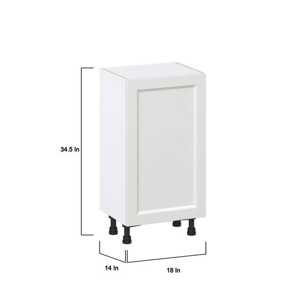 J COLLECTION 18 in. W x 14 in. D x 34.5 in. H Alton Painted White Shaker Assembled Shallow Base Kitchen Cabinet with Glass Door