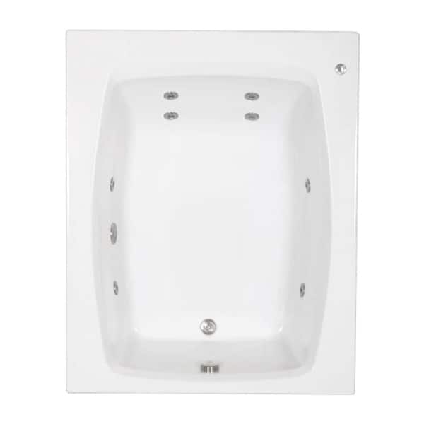 Comfortflo 60 in. x 48 in. Acrylic Rectangular Drop-in Whirlpool Bathtub with Reversible Drain in White
