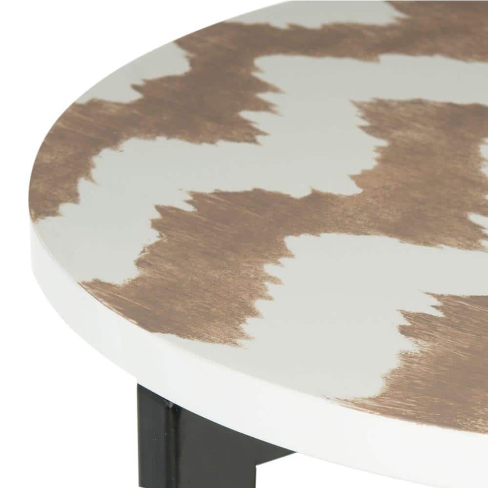 Zaira Round Warm Grey and White Metal End Table