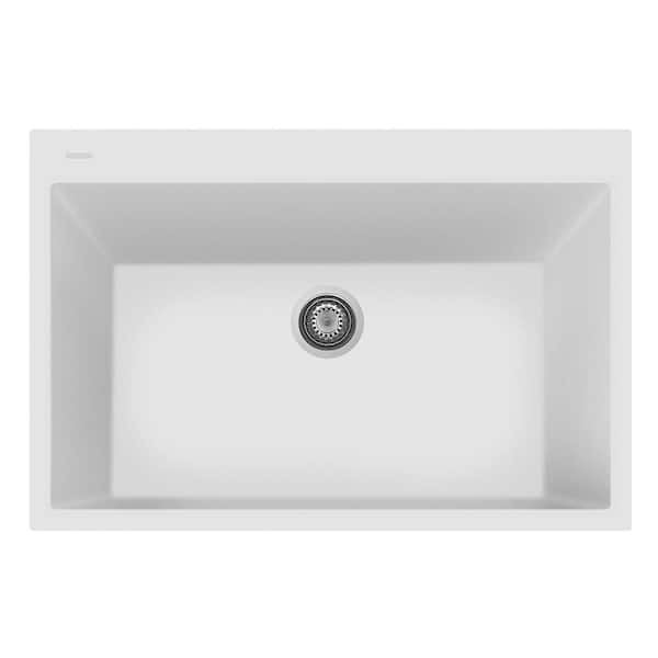 LaToscana One Series 33 in. Drop-in Single Milk White Quartz Kitchen Sink