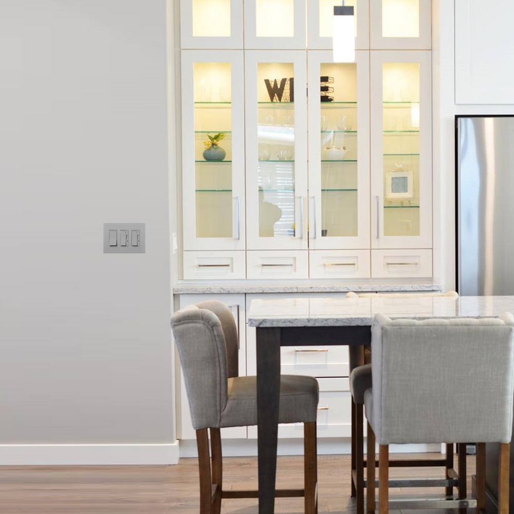 Gray 3-Gang Screwless Polycarbonate Wall Plate