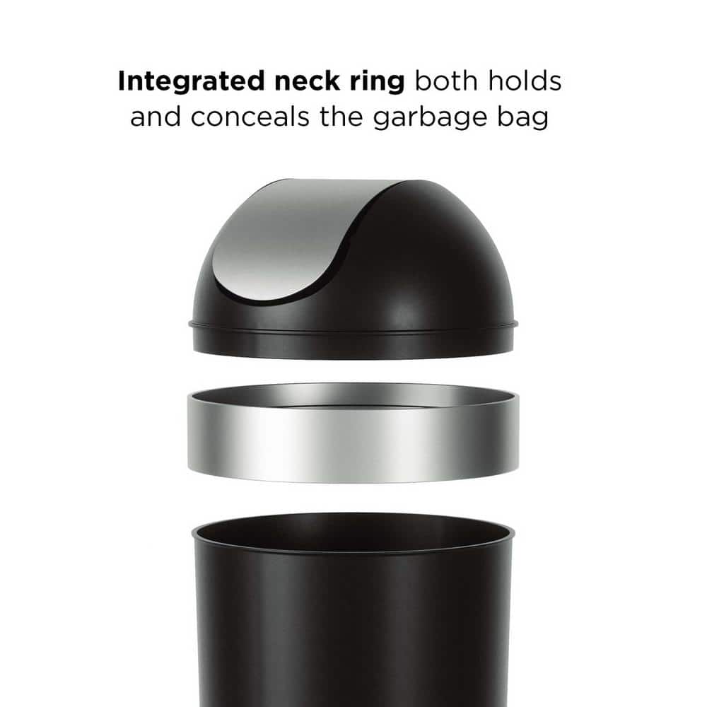 Umbra Black and Silver 16-Gallon Swing-Top Trash Can