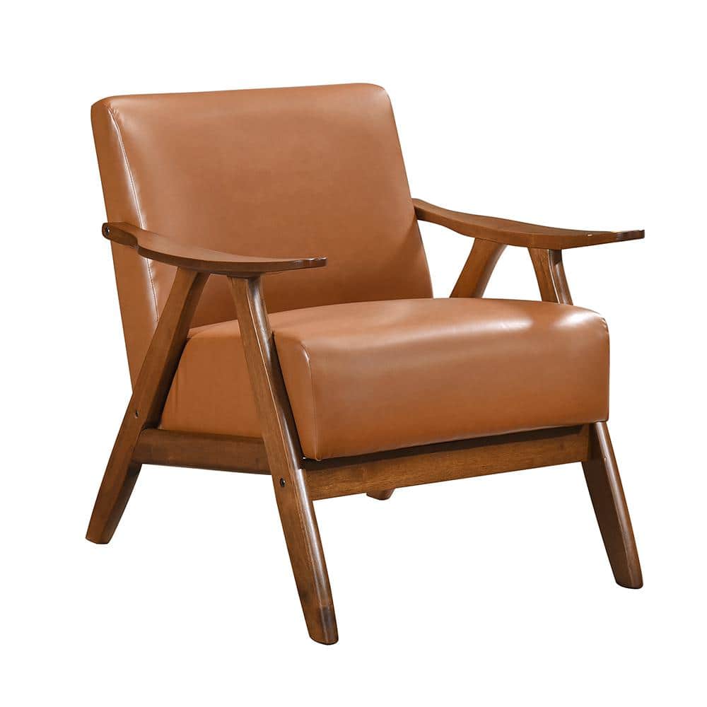 Lazzara Ocala Matt Brown Faux Leather Upholstery Accent Chair