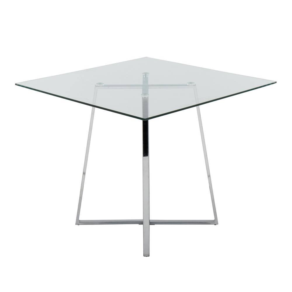 36" Clear Glass and Chrome Square Dining Table