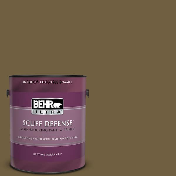 BEHR ULTRA 1 gal. #360F-7 Olive Shadow Extra Durable Eggshell Enamel Interior Paint & Primer