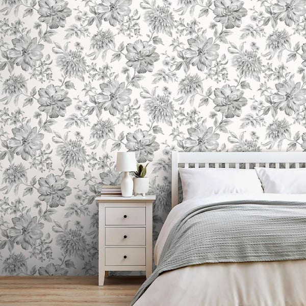 Gabriela Gray Floral Non-Pasted Wallpaper, 56.4 sq. ft.