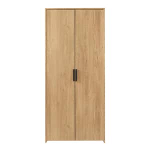 Braxten Light Oak Brown Storage Cabinet with Double Panel Doors (71" H x 31.5" W)