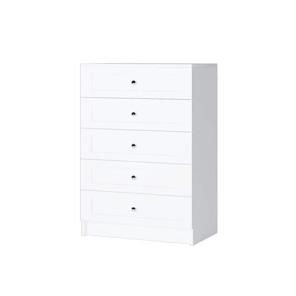 Vista 31.5 in. W White Shaker 5 Drawer Hutch Base 1-Shelf Wood Closet System