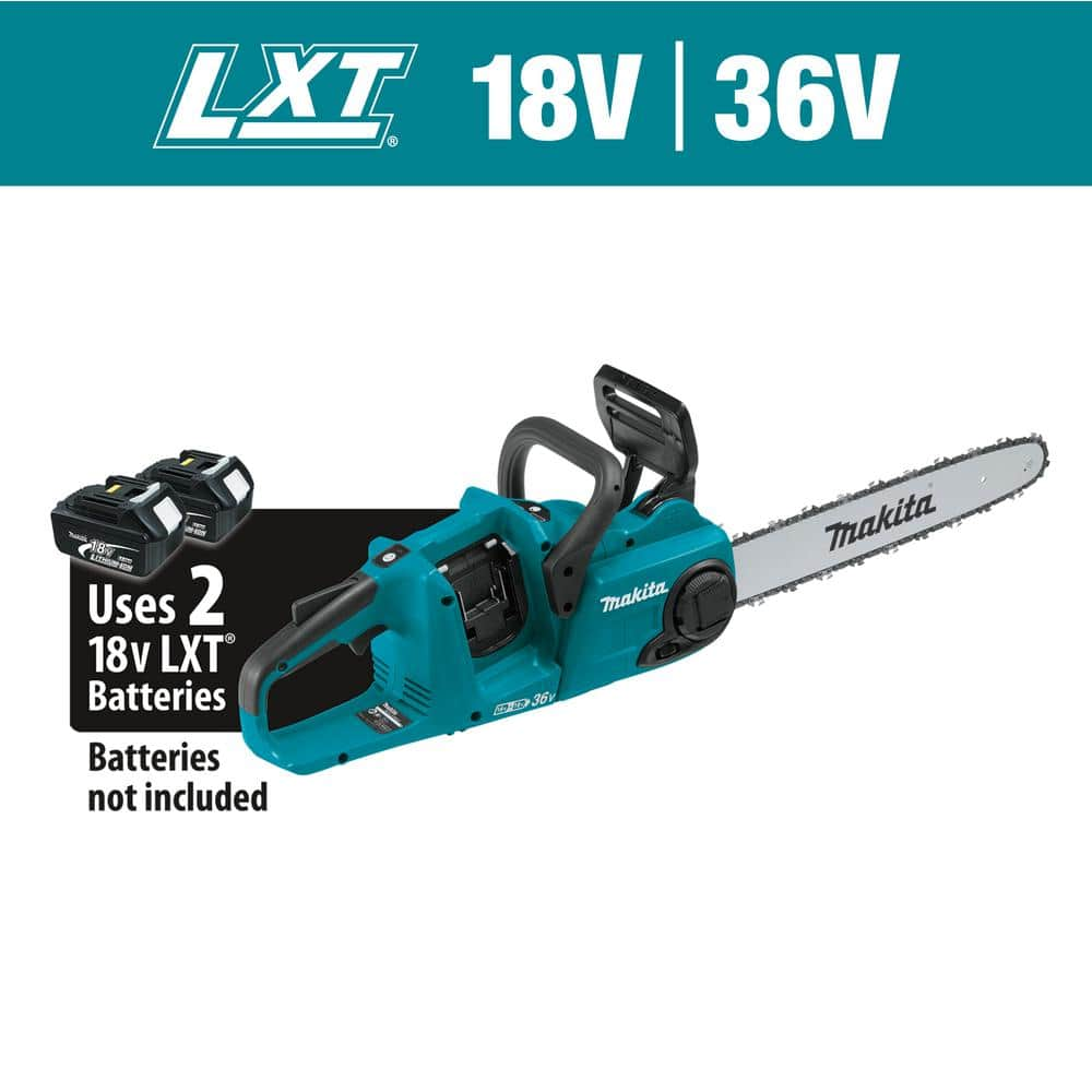  Makita - Motosierra inalámbrica de 16 pulgadas modelo XCU04Z  con baterías 18V X2 (36V) LXT de iones de litio. Solo la herramienta :  Patio, Césped y Jardín