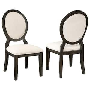 Twyla Cream and Dark Cocoa Side Chairs with Oval Back (Set of 2)