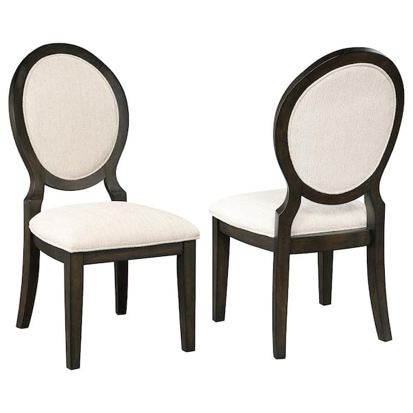 Coaster Twyla Cream and Dark Cocoa Side Chairs with Oval Back (Set of 2)