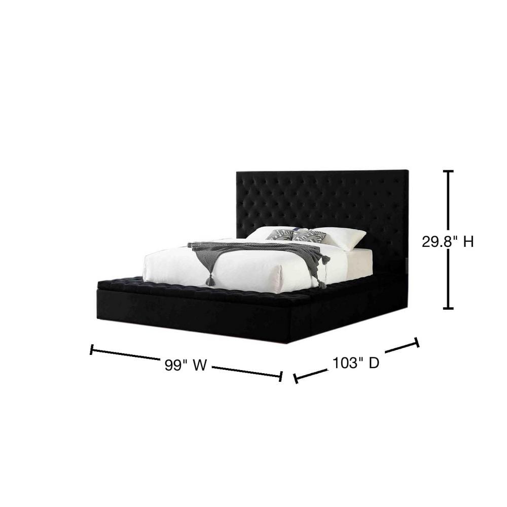 Luxurious Velvet Upholstered California King Platform Bed with Storage
