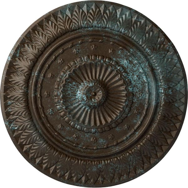 Ekena Millwork 26-5/8" x 2-1/4" Christopher Urethane Ceiling Medallion, Hand-Painted Bronze Blue Patina