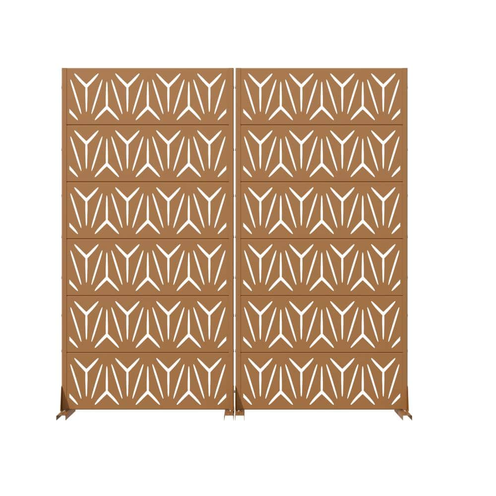 72 in. H x 35.5 in. W Outdoor Brown Galvanized Steel Decorative Garden Fence Privacy Screen (2-Pack) price history on PriceWatchPro