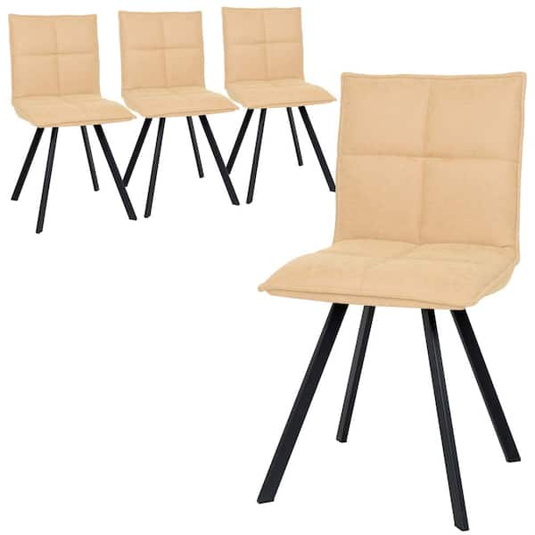 Leisuremod Wesley Cream Faux Leather Dining Chair Set of 4