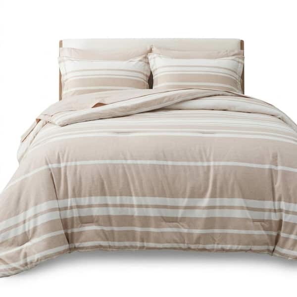 Queen 7-Piece Light Camel Reversible Comforter Set - All Season